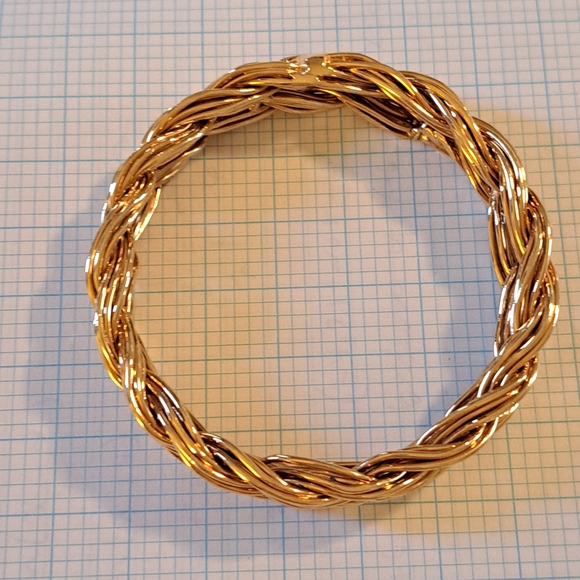Elegant Double Twist Thick Gold Braided Bangle Bracelet - Picture 3 of 3